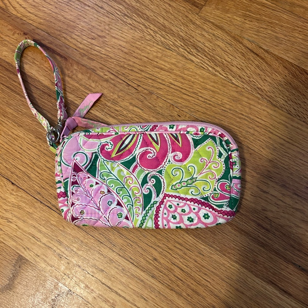 Vera Bradley Pink and Green Floral Wristlet